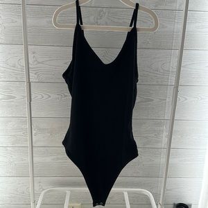 Black American Eagle Ribbed V-Neck Bodysuit